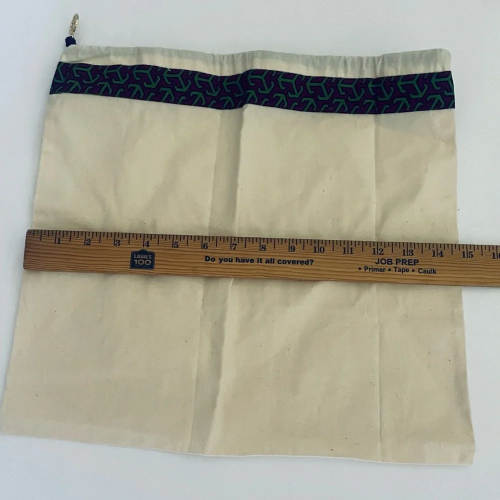 Tory Burch 2 cotton purple and green shoe or purse bags with gold emblem NWOT